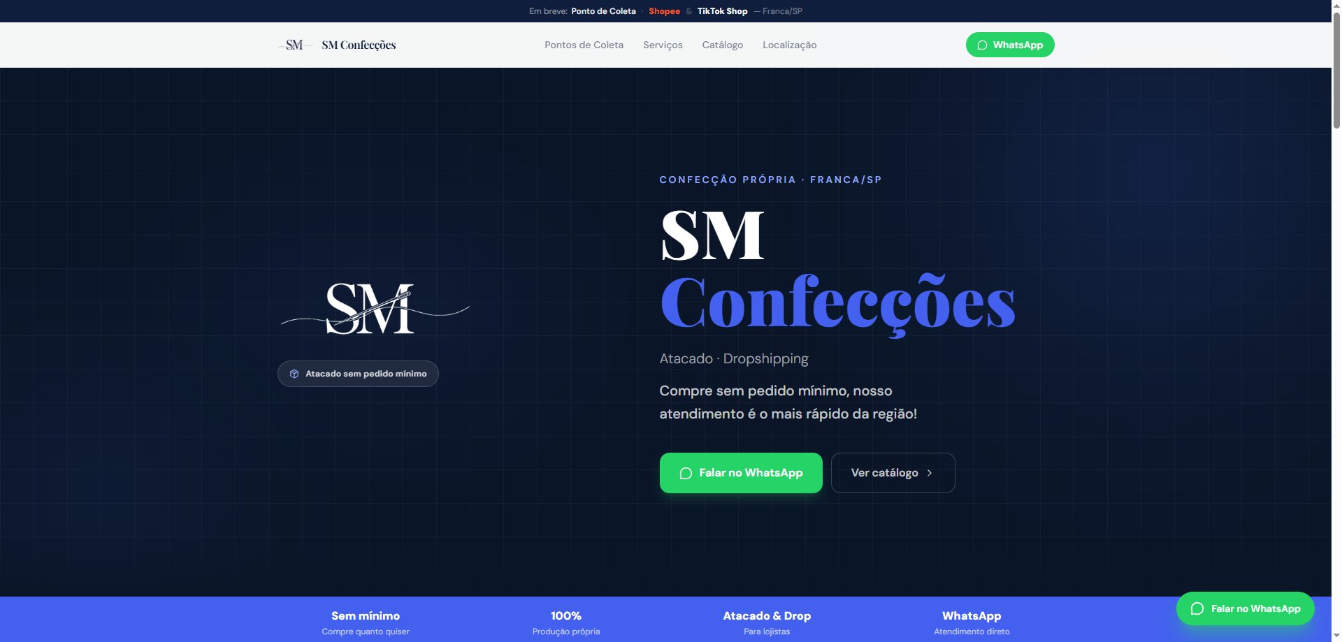 Site SM Confecções
